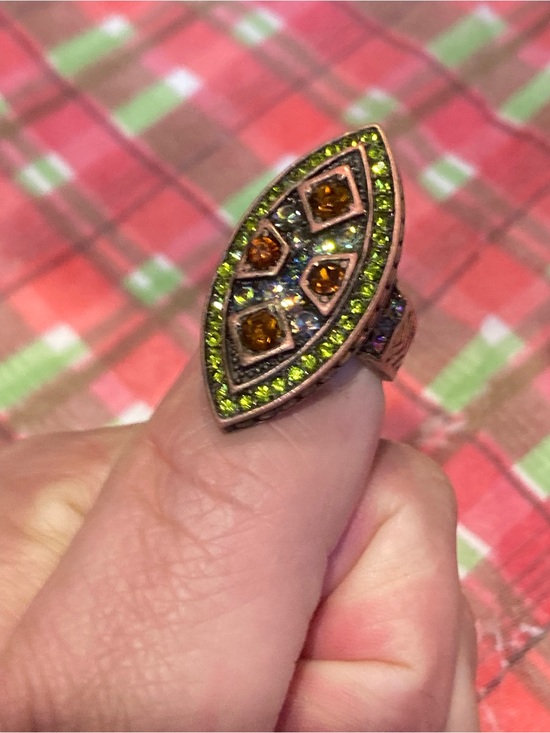 Heidi Daus Jewelry - Heidi Daus Marquise Ring with Green and Amber Stones